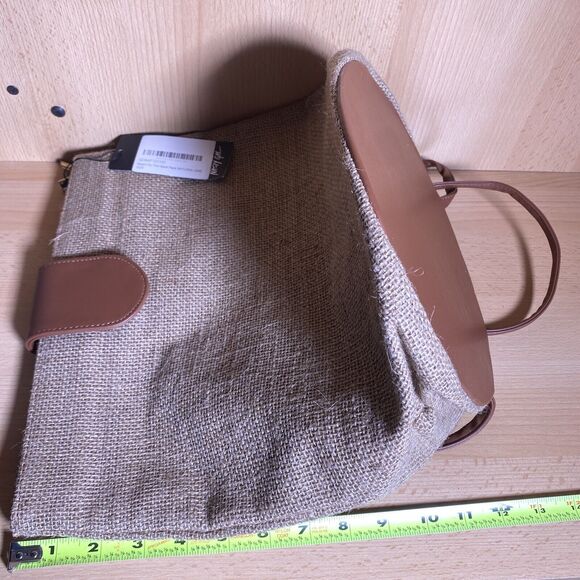 Nasty Gal Natural Burlap Beach Backpack/Bag New With Tags - Picture 7 of 9
